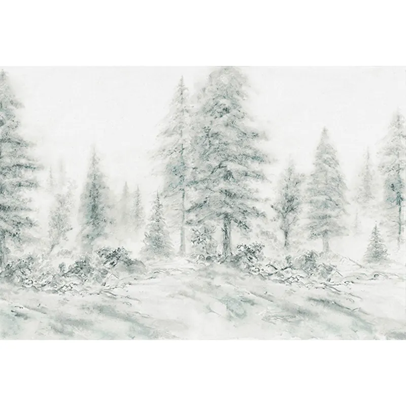 Tadessi Fototapete Wald M1-No.60015 Digitaldruck Tapete Grau Weiß - Natur Gemälde Waldtapete Neuheit
