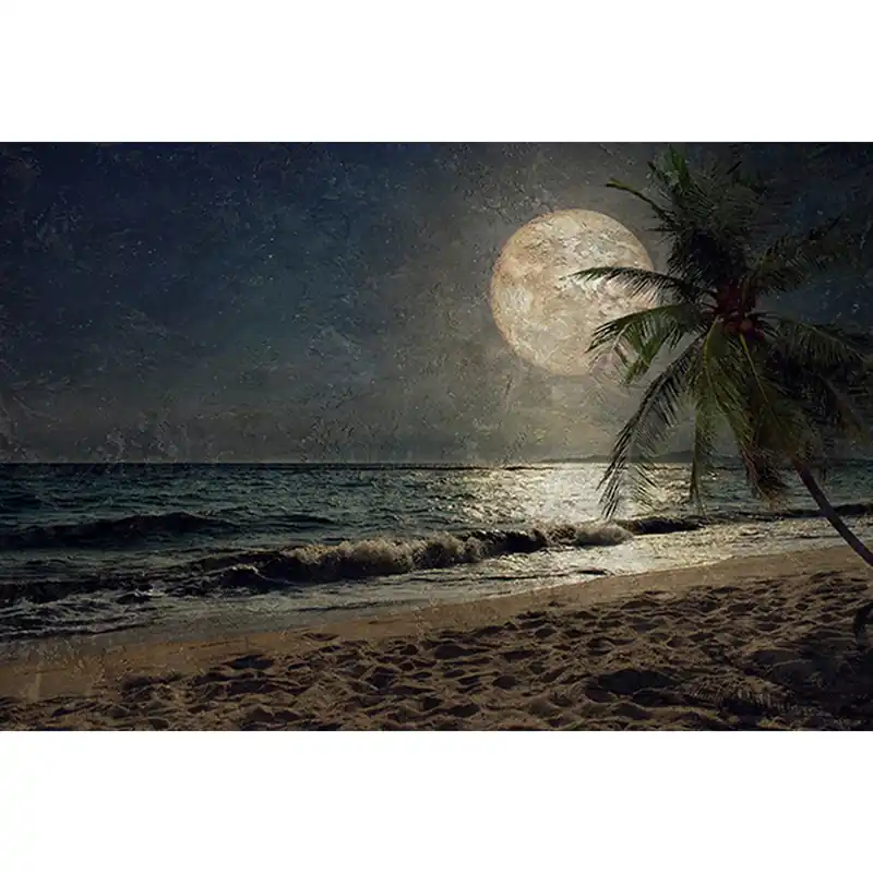 Tadessi Fototapete Mond M1-No.60022 Digitaldruck Tapete Weiß Braun - Meer Palmen Online Kaufen