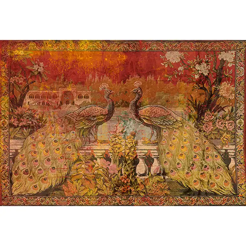 Günstig Tadessi Fototapete Orientalisch M1-No.60179 Digitaldruck Tapete Grün Rot - Vögel Natur Teppich