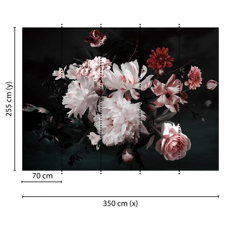 Online Kaufen Tadessi Fototapete Blumen M1-No.60383 Digitaldruck Tapete Weiß Rosa - Rosen