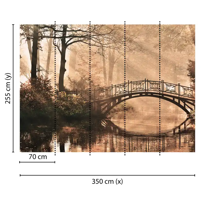 Tadessi Fototapete Wald M1-No.60481 Digitaldruck Tapete Braun Grün - Brücke Natur Direkt Vom Hersteller