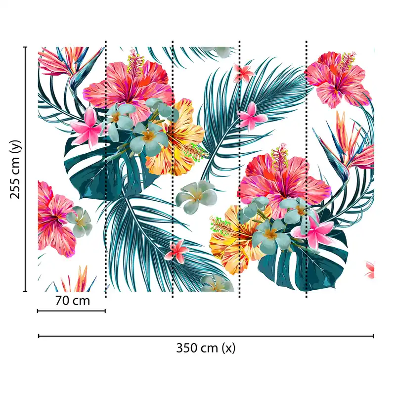 Tadessi Fototapete Blumen M1-No.60497 Digitaldruck Tapete Bunt Weiß - Palmen Dschungel Günstig