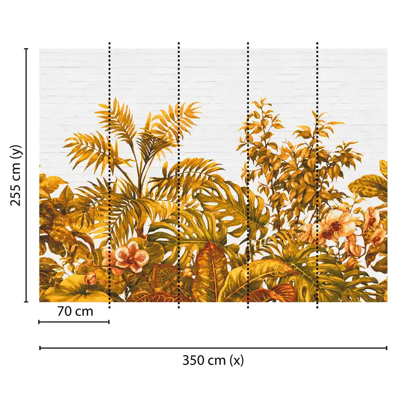 Highlight Tadessi Fototapete Dschungel M1-No.60503 Digitaldruck Tapete Orange Weiß - Pflanzen Floral