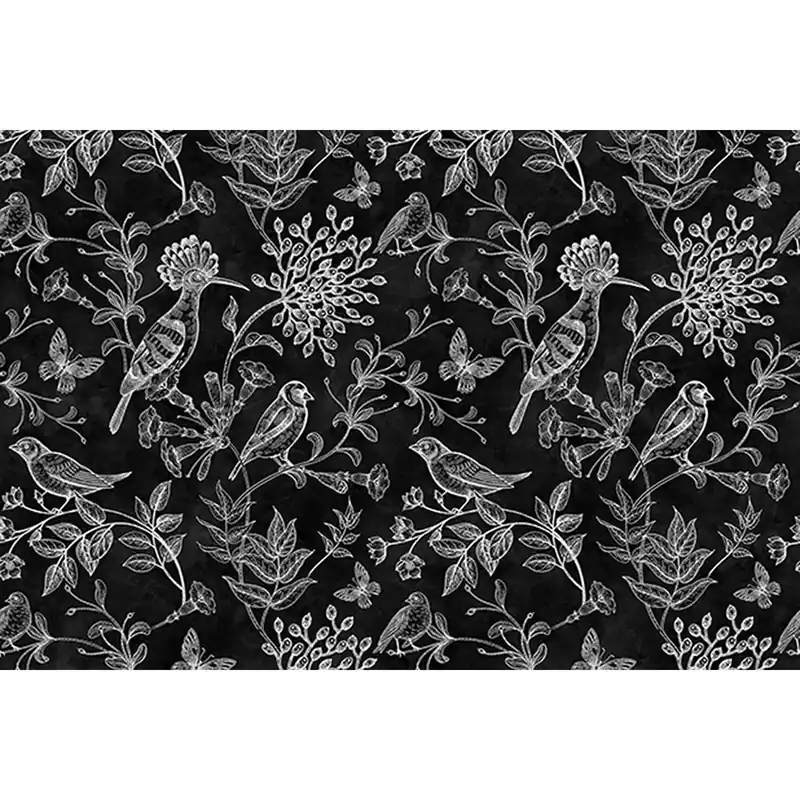 Tadessi Fototapete Blumen M1-No.60525 Digitaldruck Tapete Weiß Schwarz - Vögel Ausverkauf