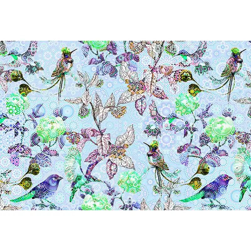 Tadessi Fototapete Blumen M1-No.60569 Digitaldruck Tapete Blau Grün - Vögel Solange Der Vorrat Reicht