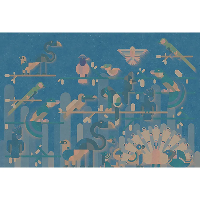 Tadessi Fototapete Abstrakt M1-No.60576 Digitaldruck Tapete Blau Braun - Tiere Kinderzimmer Angebot