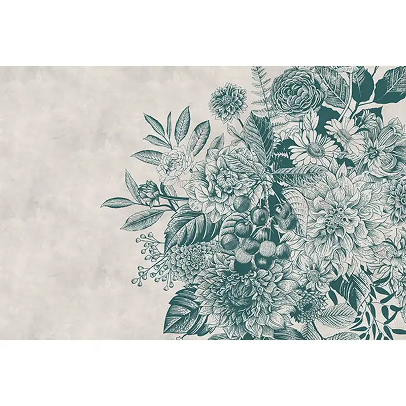 Top-Seller Tadessi Fototapete Blumen M1-No.60603 Digitaldruck Tapete Blau Weiß - Betonoptik Floral