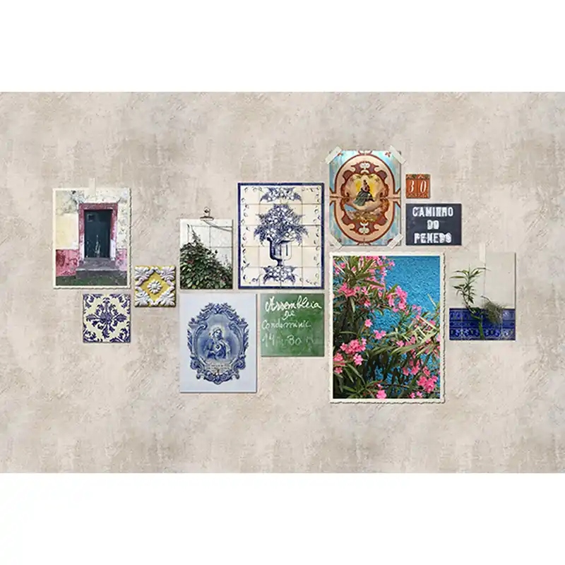 Tadessi Fototapete Abstrakt M1-No.60724 Digitaldruck Tapete Beige Blau - Collage Vintage Geprüft