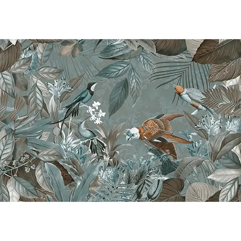 Nur Heute Tadessi Fototapete Vögel M1-No.60995 Digitaldruck Tapete Braun Blau - Dschungel Natur