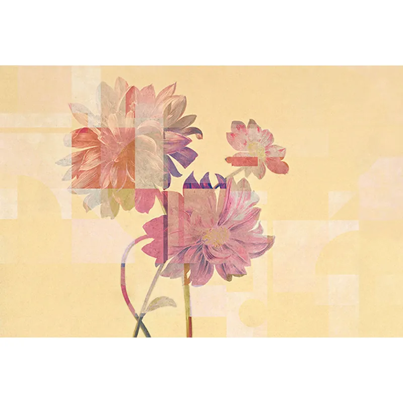 Tadessi Fototapete Blumen M1-No.61159 Digitaldruck Tapete Gelb Rosa Beliebt