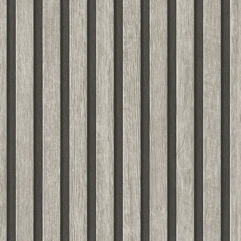 A.S. Creation | Holzpaneele | Lamellen | 391092 | Vliestapete | Streifen | 0.53 x 10.05 m | Grau Schneller Versand