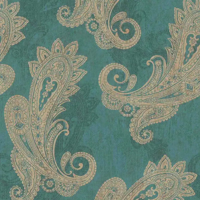 Rasch | Indian Style | 746457 | Vliestapete | Barock | 0.53 x 10.05 m | Grün | Gold Markenware