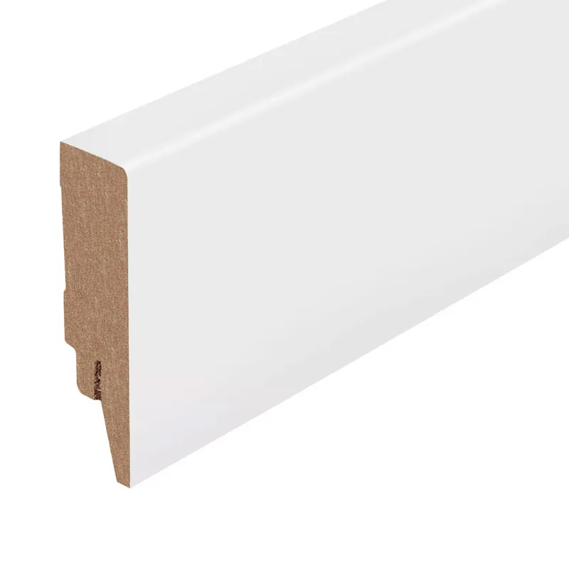 Preis Gesenkt PROVISTON | Fußleiste | Kunststoff Sockelleiste | 16 x 78 x 2400 mm | Weiß Foliert | Abgerundet