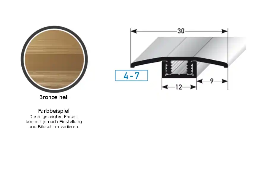 Versand Am Gleichen Tag PROVISTON Übergangsprofil Pikeville B 30 mm Einfasshöhe 4 - 7 mm Übergangsschiene Alu elox