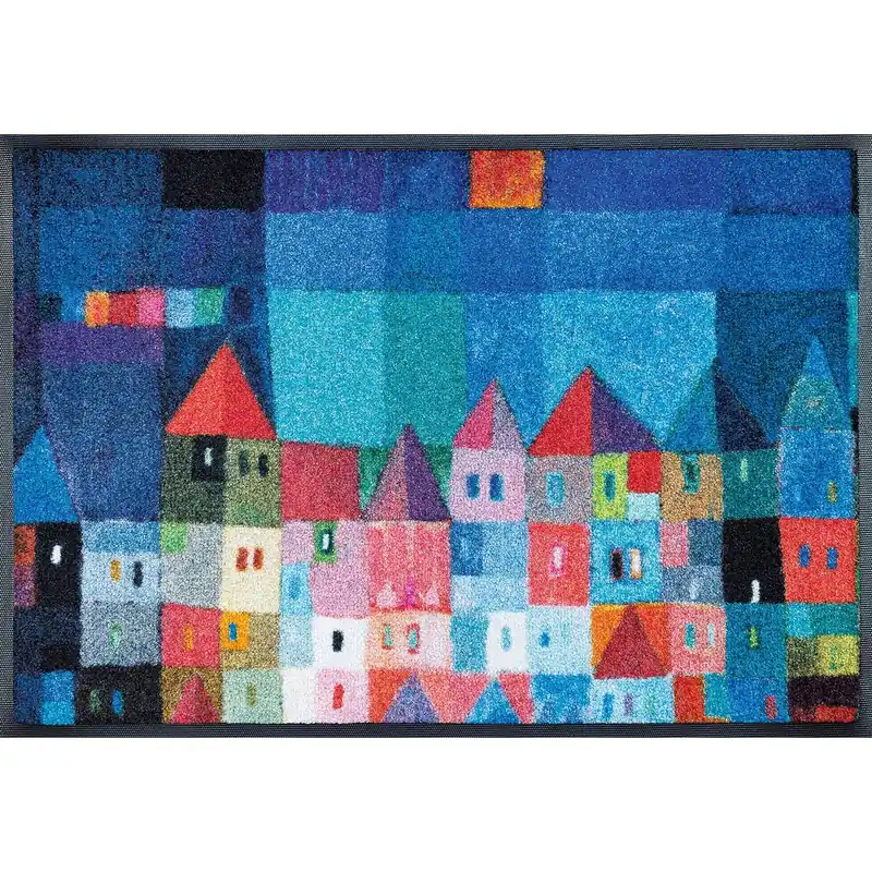 Sofort Bestellen Fussmatte Colourful Houses Schmutzfangmatte waschbar versch. Größen wash+dry Design