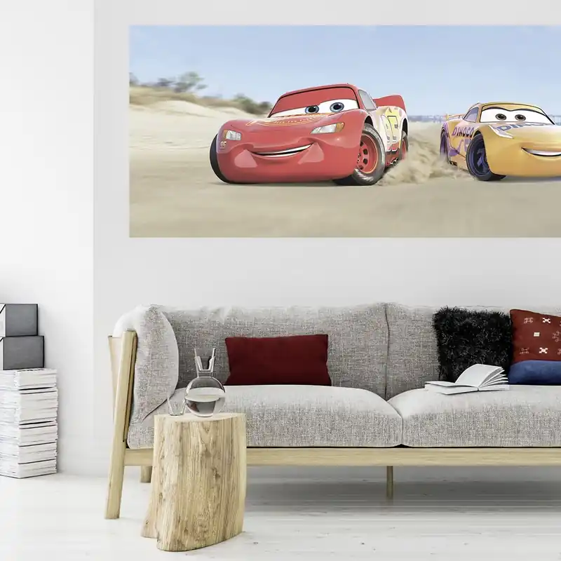 Schnäppchen Komar Fototapete Disney Cars Beach 250 x 100 cm Vlies Lightning McQueen Cruz Ramirez Rennwagen