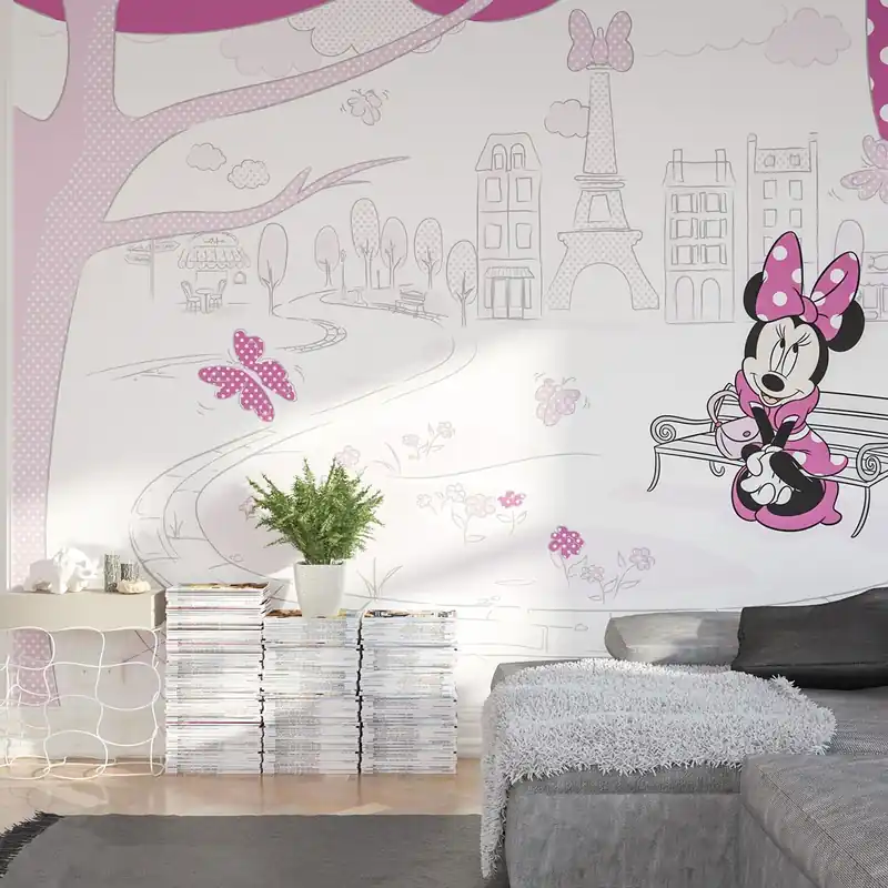 Bestseller Komar Fototapete Disney Minnie in Paris 250 x 400 cm Vlies Pretty Pink Minnie Maus romantisch Paris