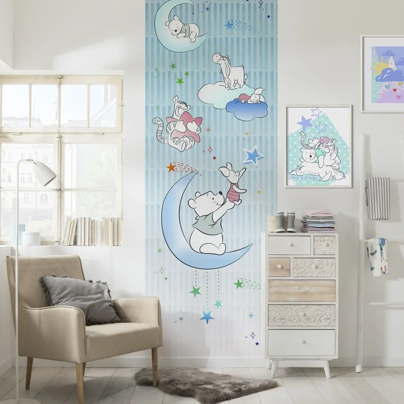 Jetzt Kaufen Komar Fototapete Disney Winnie Puuh Ferkel and Stars 280 x 100 cm Vlies Ferkel Mond Sterne