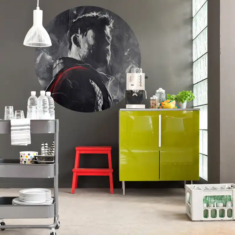 Komar Fototapete Marvel Avengers Painting Thor 125 x 125 cm Wandtattoo Vlies Selbstklebend Gott Direktkauf