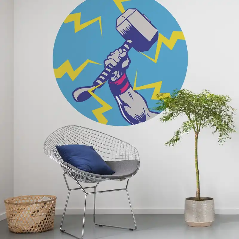 Komar Fototapete Marvel Avengers Thor's Hammer Pop Art 125 x 125 cm Vlies Selbstklebend Mjölnir Heißes Angebot