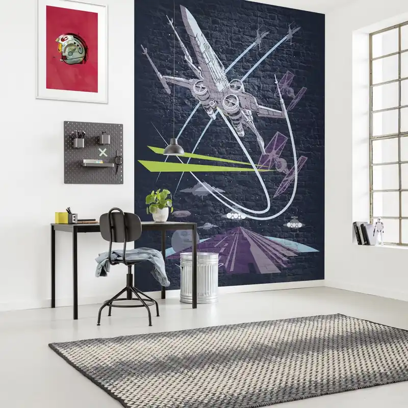 Knallerangebot Komar Fototapete Star Wars Concrete X-Wing 280 x 200 cm Vlies Fighter Beton Raumschiff Rebellen