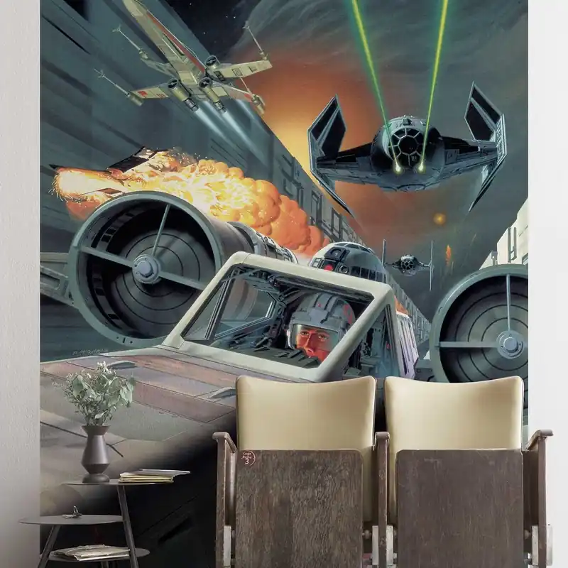 Komar Fototapete Star Wars Trench Run 280 x 200 cm Vlies Kampf Raumschiffe Laser Weltall Schlacht Aktuell