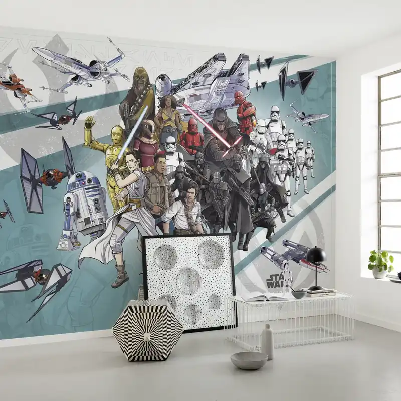 Komar Fototapete Star Wars Cartoon Wide 280 x 400 cm Vlies Sequel Trilogie Retro Cartoon-Style Billig