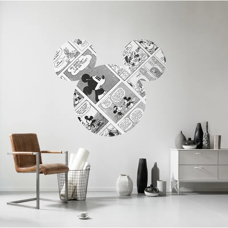 Komar Fototapete Disney Dot Micky Head Comic Cartoon 125 x 125 cm Wandtattoo Vlies Selbstklebend Echt
