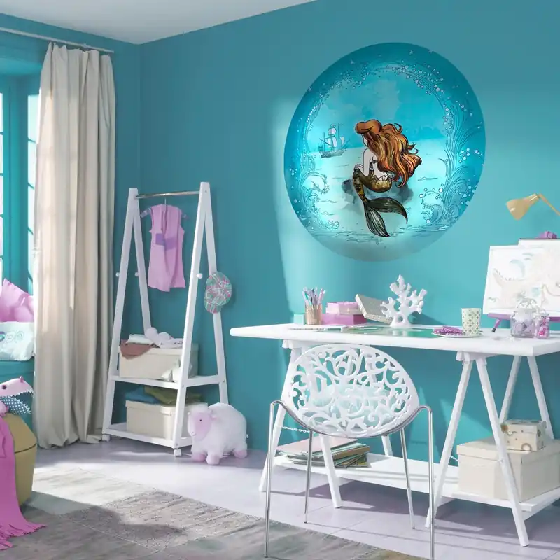 Komar Fototapete Disney Dot Arielle Dreaming 125 x 125 cm Vlies Selbstklebend Meerjungfrau Traum Sonderaktion