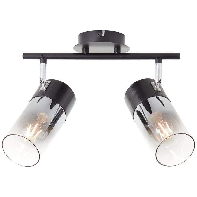 Deckenleuchte 23.5 x 14.5 x 30 cm Grau Metall Deckenlampe Zylindrisch Modern Rauchglas Harmonisch Sofort Bestellen