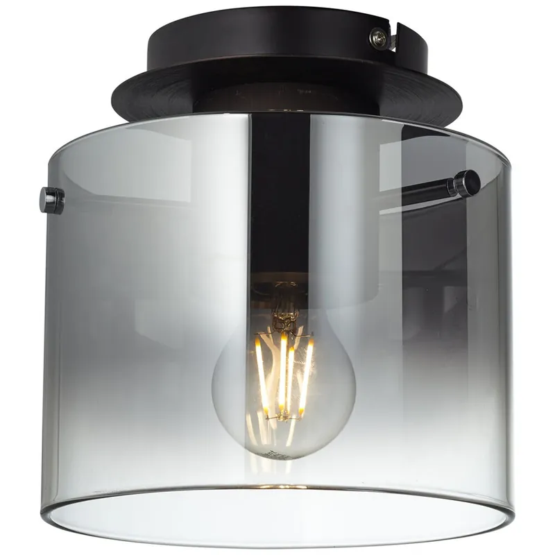 Neu Deckenleuchte 21.5 x 20 cm Braun Glas Deckenlampe Zylindrisch Modern Rauchglas Harmonisch