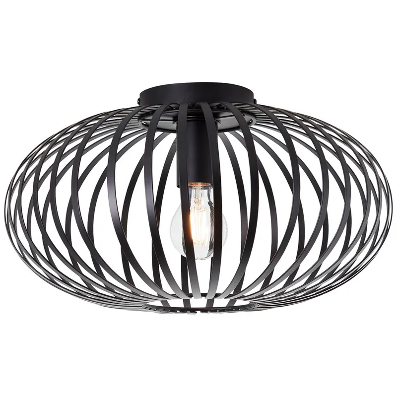 Deckenleuchte 21 x 40.5 cm Schwarz Metall Deckenlampe Skandi Basic Harmonisch Preisreduziert