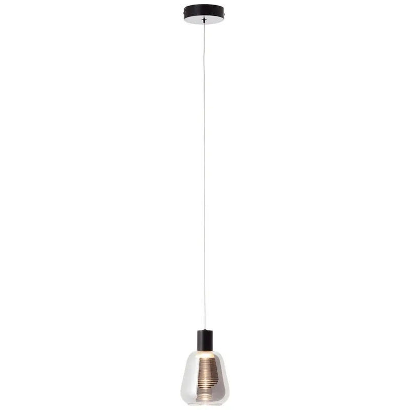 Top-Preis LED Pendelleuchte 120 x 13.5 cm Grau Glas Pendellampe Modern Rauchglas Lichtfarbe: Warmweiß
