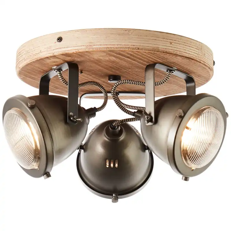 Deckenleuchte 17.5 x 28 cm Braun Holz Deckenlampe Kegel Vintage Industrial Harmonisch Markenware