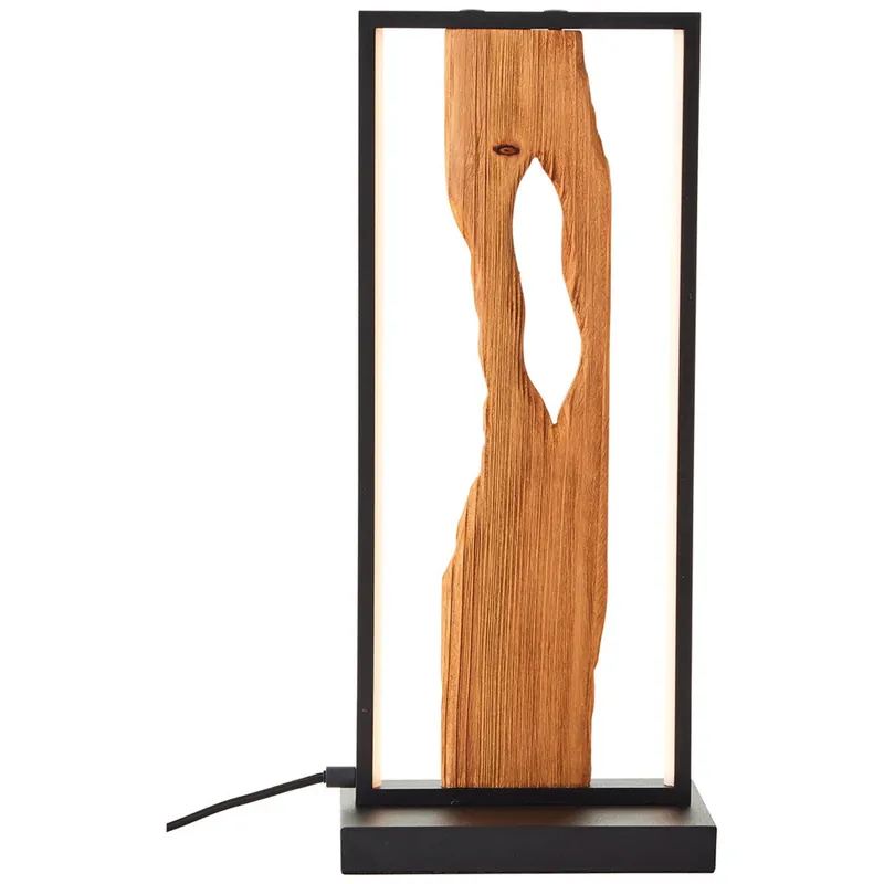Kracherpreis LED Tischleuchte 50 x 22 x 15 cm Braun Holz Tischlampe Modern Landhaus Lichtfarbe: Warmweiß