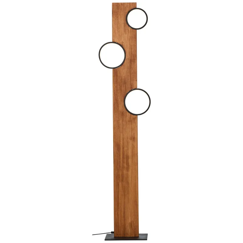Preisknaller LED Stehleuchte 140.4 x 18 x 31.2 cm Braun Holz Stehlampe Landhaus Natürlich Lichtfarbe: Warmweiß