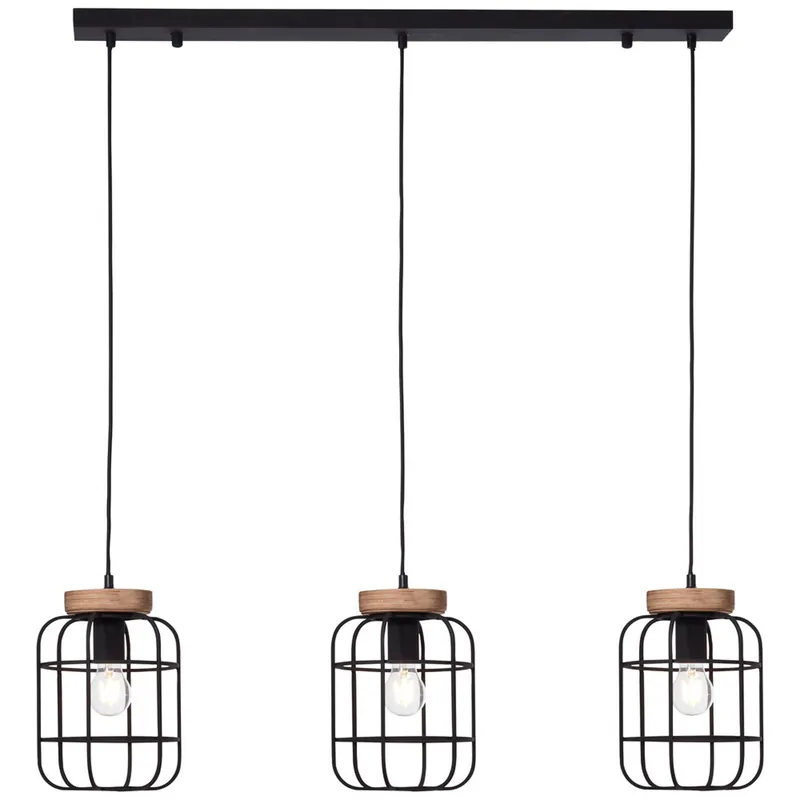 Billig Pendelleuchte 142 x 20 x 100 cm Braun Holz Pendellampe Zylindrisch Vintage Antik Harmonisch