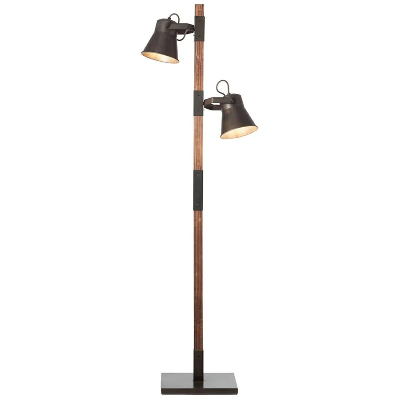 Stehleuchte 153.5 x 30 x 51 cm Braun Holz Stehlampe Kegel Vintage Industrial Harmonisch Sonderaktion