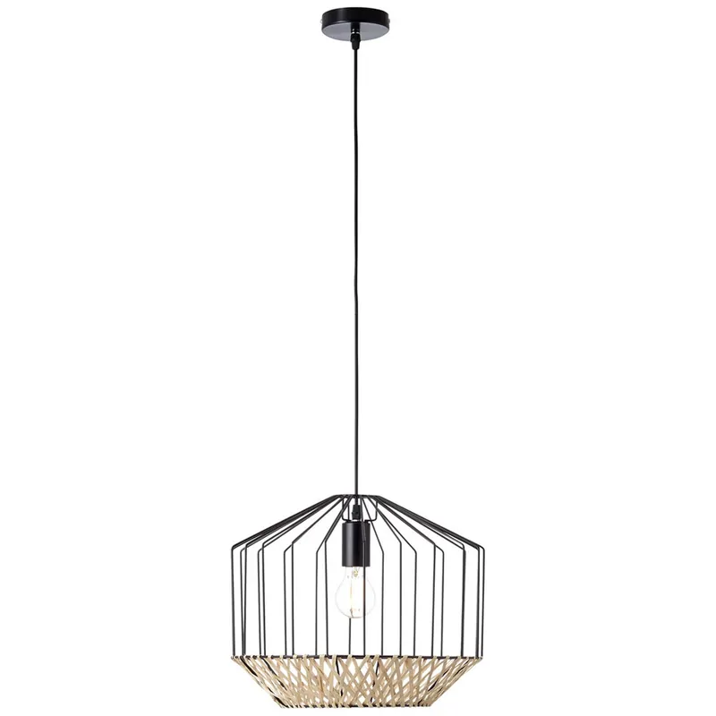 Direktkauf Pendelleuchte 155 x 37 cm Braun Bambus Pendellampe Eckig Natürlich Boho Harmonisch