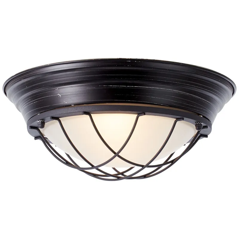 Echt Deckenleuchte 14.5 x 34 cm Schwarz Glas Deckenlampe Rund Vintage Antik Harmonisch