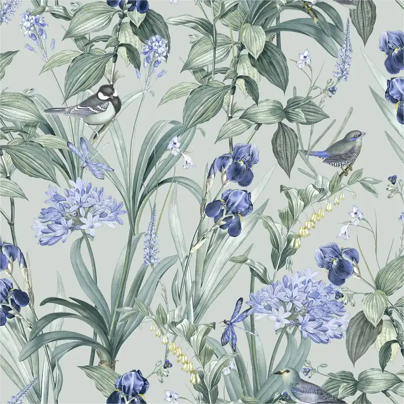 Vliestapete M64784D Botanique Grün Blumen Vögel Vlies 1.06 x 10.05 m Ugépa Top-Seller
