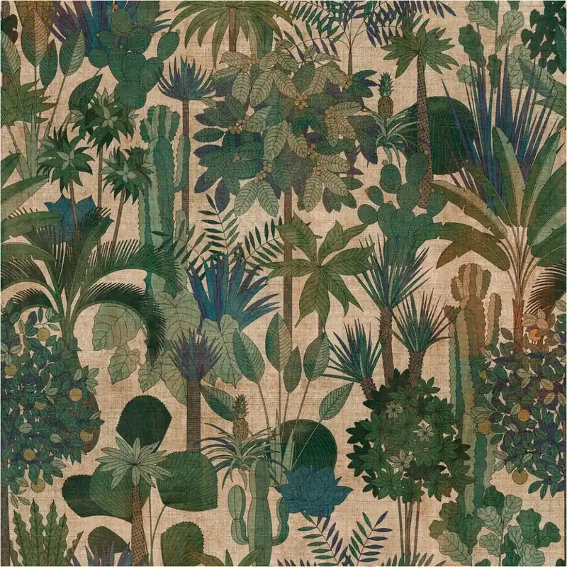 Günstig Tadessi Fototapete Dschungel M1-No.11746 Digitaldruck Tapete Grün Beige - Blätter Wohnzimmer Küche