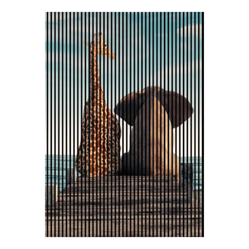 Akustikpaneele mit Digitaldruck Elefant Giraffe Steg Wandpaneele Blau Braun in versch. Größen Preisknaller