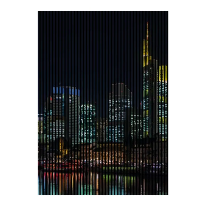 Akustikpaneele mit Digitaldruck Frankfurt Skyline Nacht Wandpaneele Schwarz in versch. Größen Wochenendangebot
