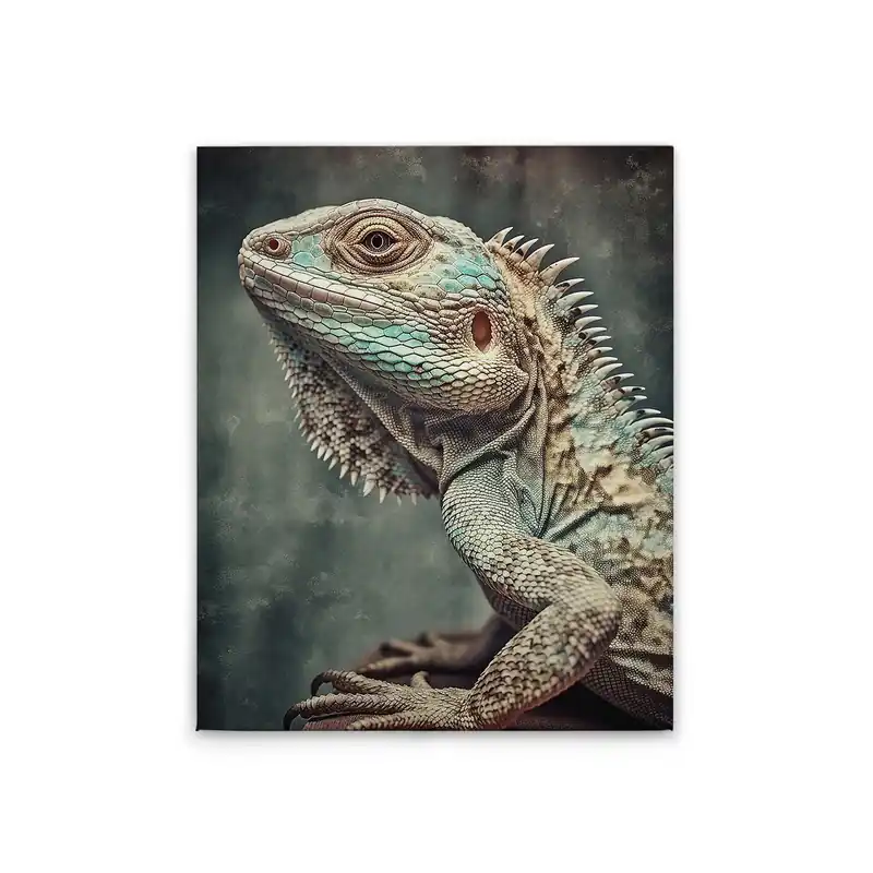 Tadessi Leinwandbild Eidechse - 40 x 50 cm - M1-No.52257 - Keilrahmen in Grau Blau Neu