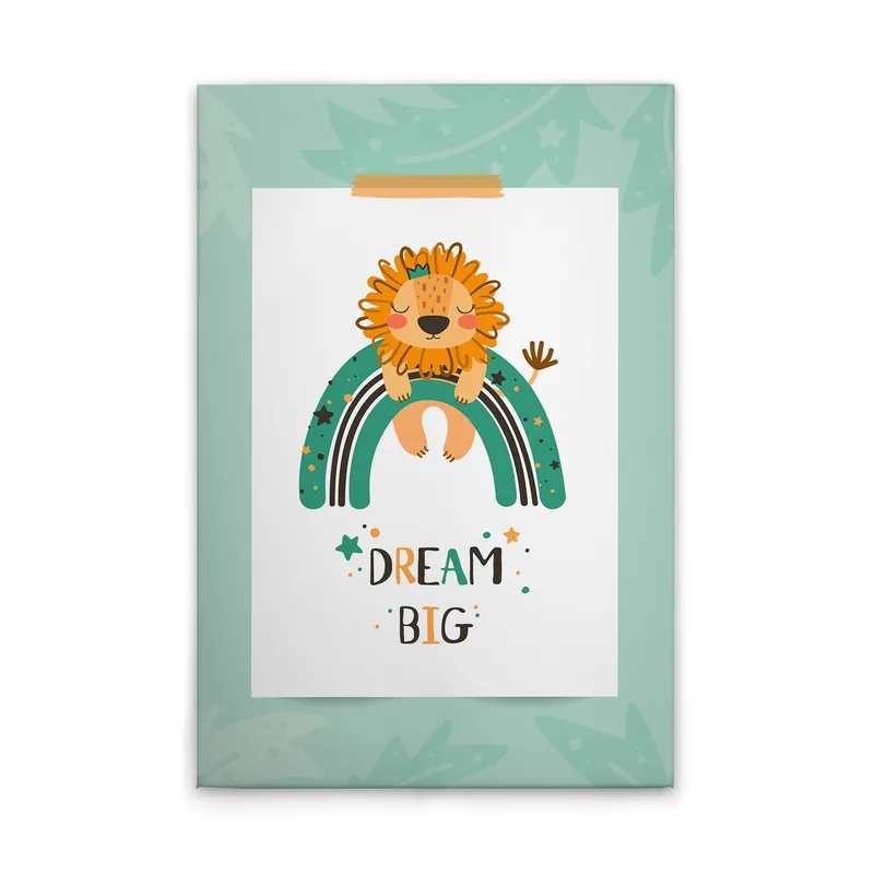 Neuheit Tadessi Leinwandbild Kinderzimmer Löwe mit Regenbogen - 50 x 75 cm - M1-No.51378 - Keilrahmen