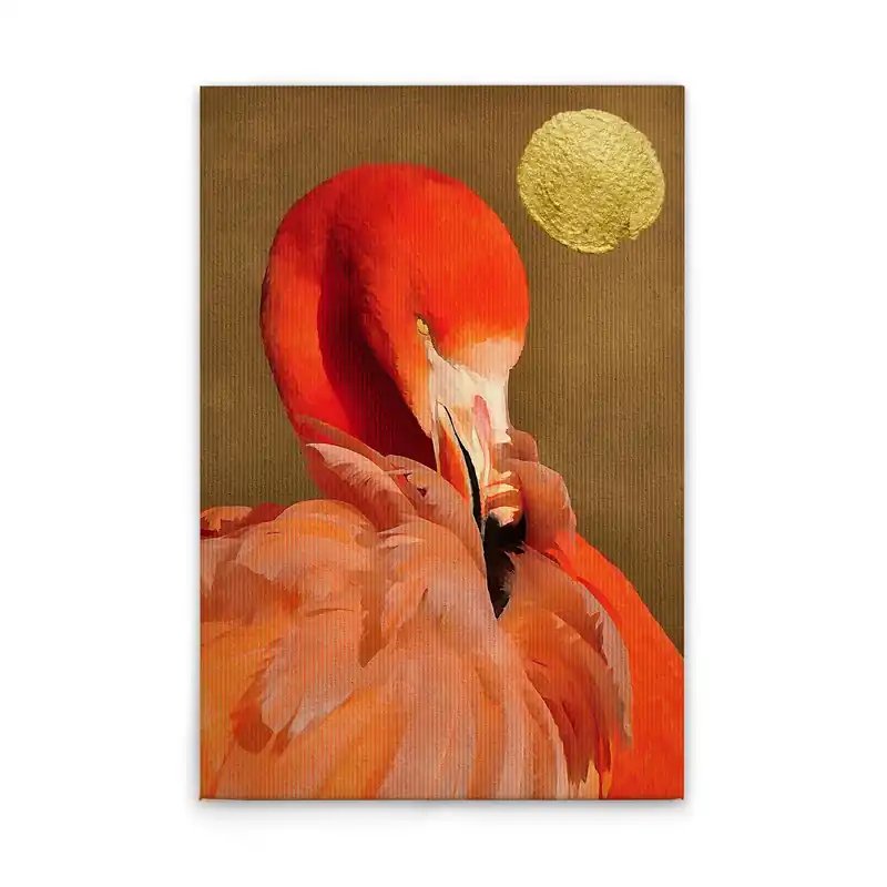 Zertifiziert Tadessi Leinwandbild Flamingo - 60 x 90 cm - M1-No.50735 - Keilrahmen in Rot Gold