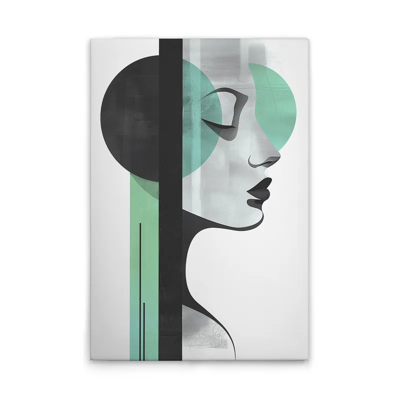 Tadessi Leinwandbild Frau mit Formen - 80 x 120 cm - M1-No.52068 - Keilrahmen in Weiß Schwarz Mega-Angebot
