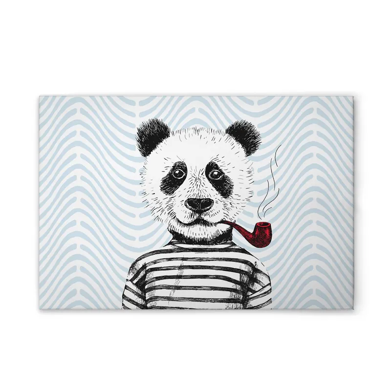 Tadessi Leinwandbild Retro Panda Bunt - 45 x 30 cm - M1-No.51041 - Keilrahmen in Blau Weiß Beliebt