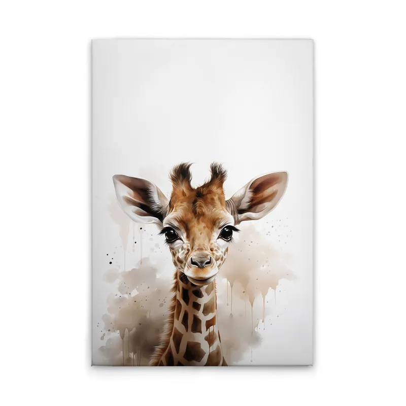 Highlight Tadessi Leinwandbild Baby Giraffe Kinderzimmer - 40 x 50 cm - M1-No.51886 - Keilrahmen in Weiß Braun
